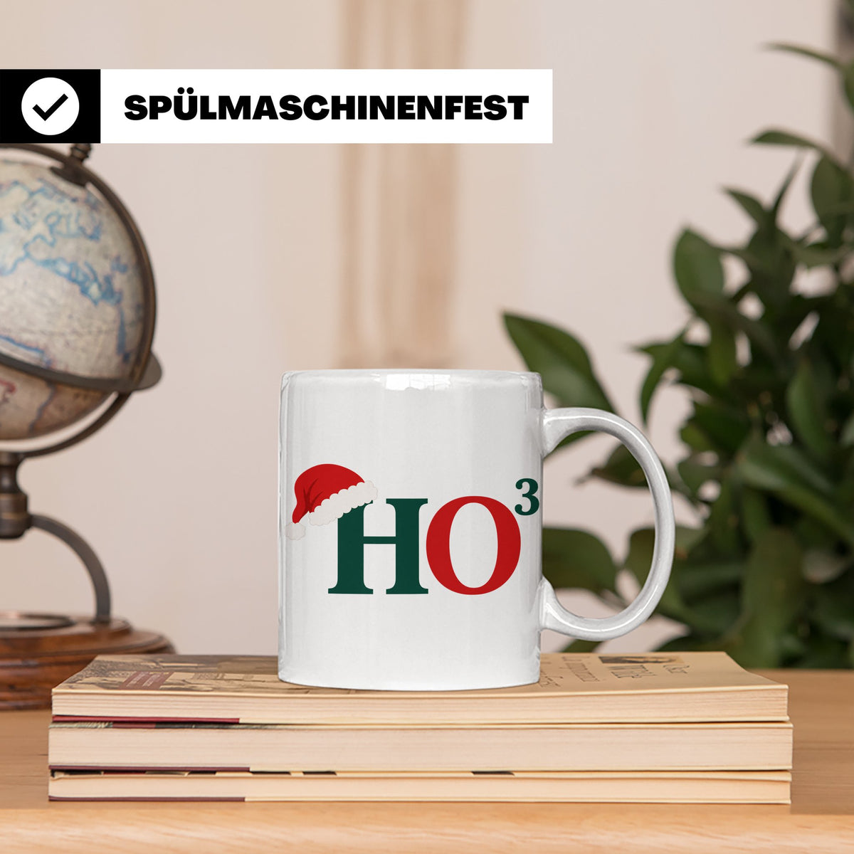 Lustige Weihnachtstasse HO Hoch 3 Spruch Kaffeetasse für Mat – Weiß [farbe:weiß]