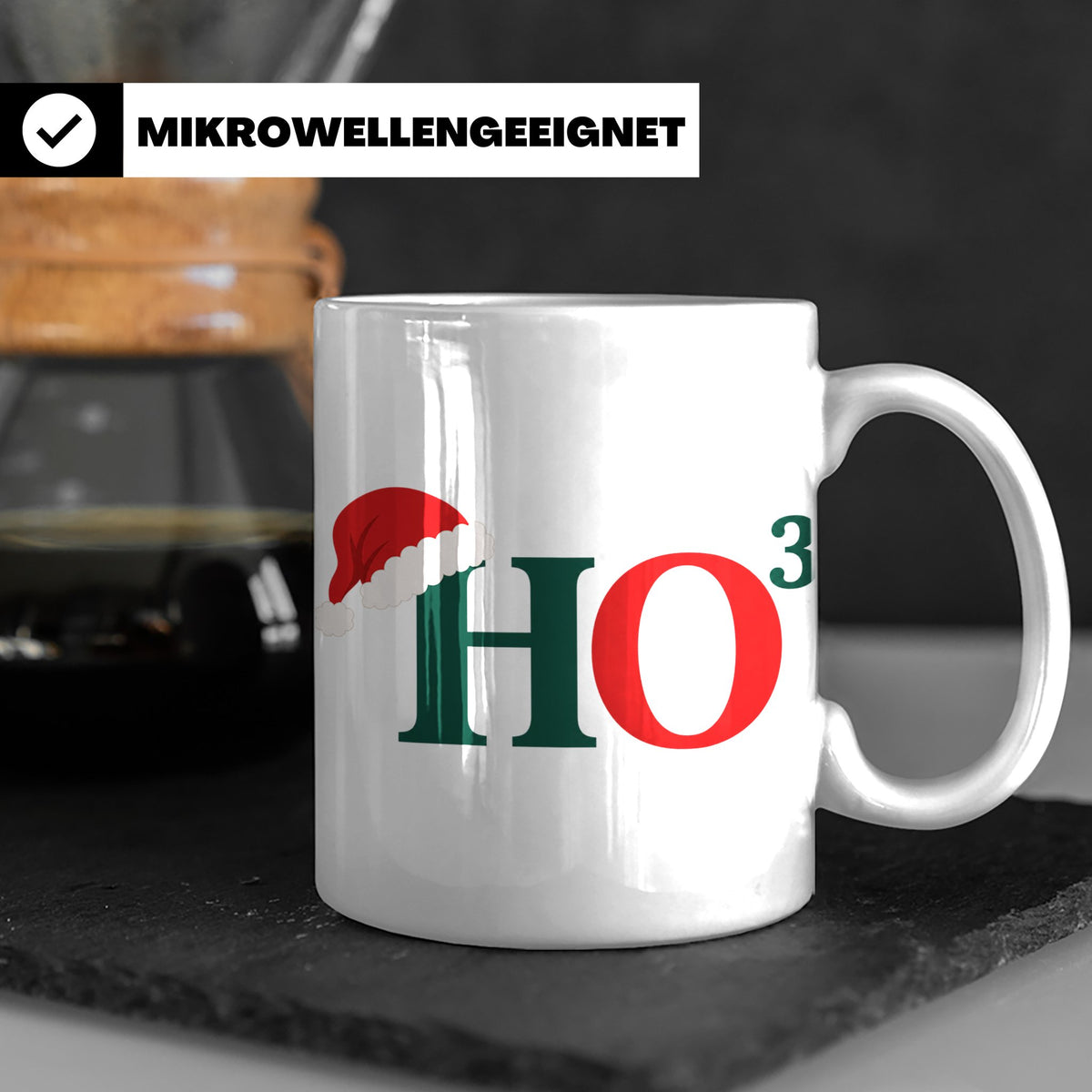 Lustige Weihnachtstasse HO Hoch 3 Spruch Kaffeetasse für Mat – Weiß [farbe:weiß]