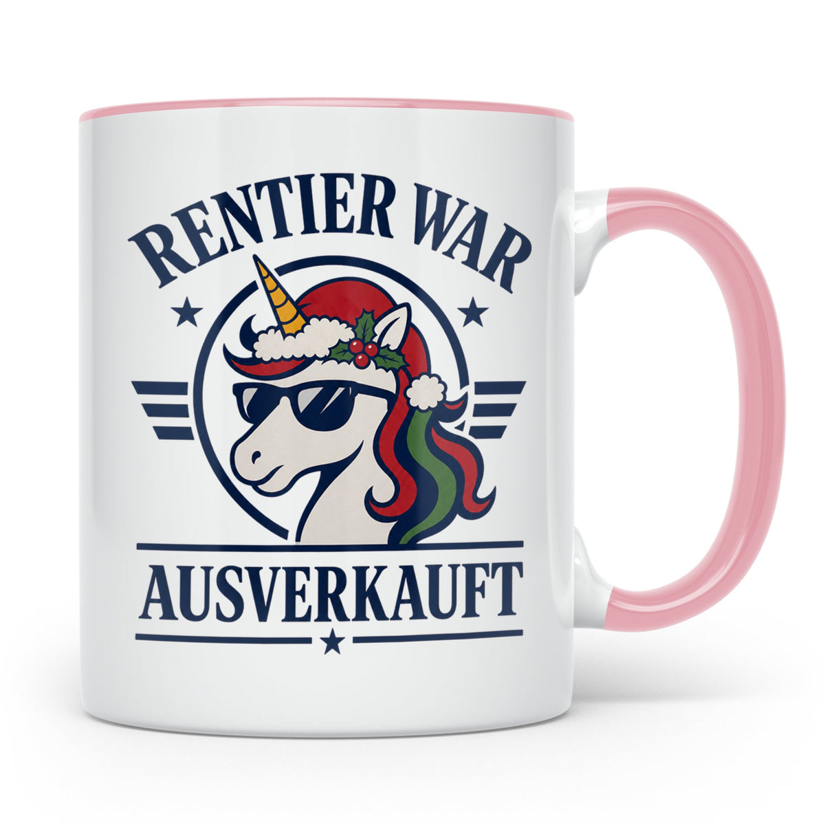 Einhorn Tasse mit Spruch Rentier war ausverkauft lustig Kaff – Rosa [farbe:rosa]