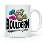 Faultier Bouldern Tasse - Langsam aber Sicher Klettern Beche – Weiß [farbe:weiß]
