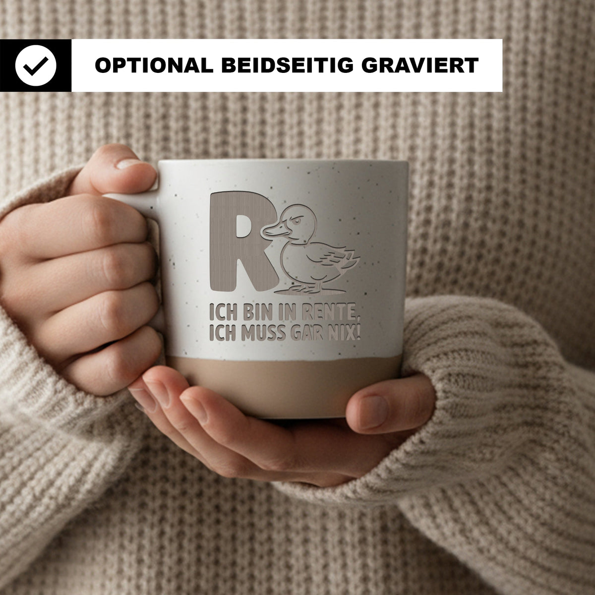 Lustige Tasse zur Rente Grumpy Ente Kaffeetasse Ruhestand Geschenk für Rentner Rentenbeginn Becher Ich bin in Rente ich muss gar nix Humor