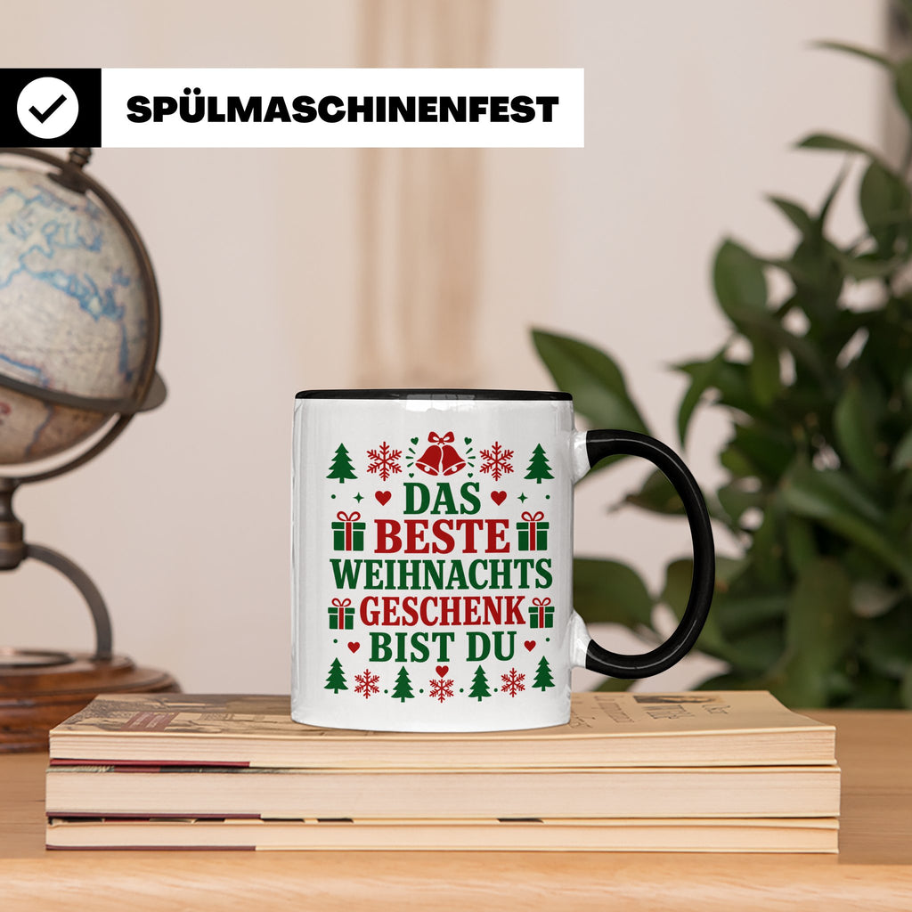 Das beste Geschenk bist du Tasse für Partner Freundin Eheman – Schwarz [farbe:schwarz]