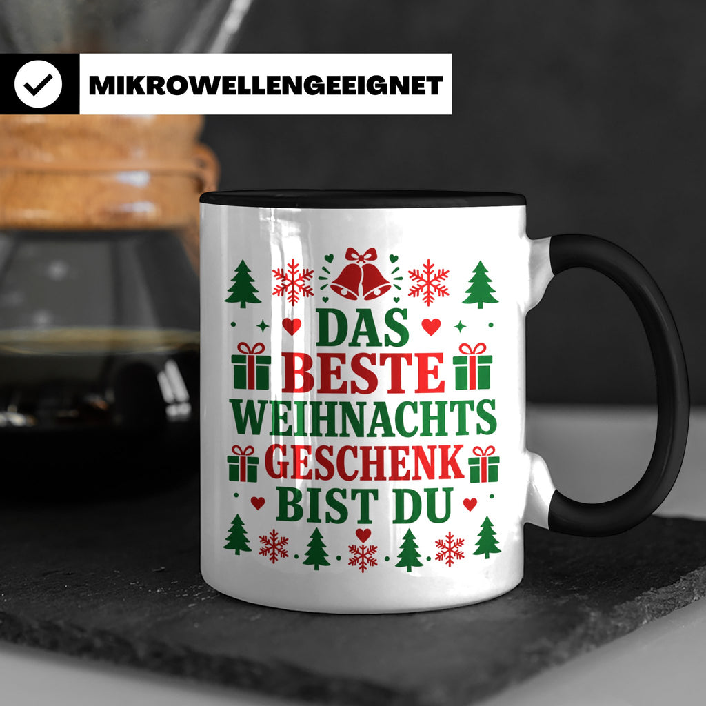 Das beste Geschenk bist du Tasse für Partner Freundin Eheman – Schwarz [farbe:schwarz]