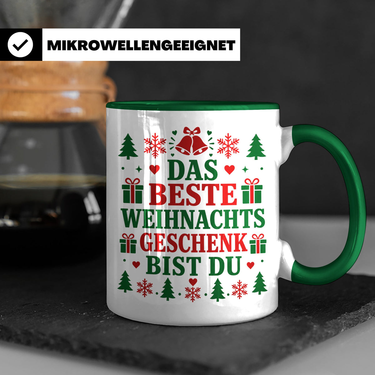 Das beste Geschenk bist du Tasse für Partner Freundin Eheman – Grün [farbe:grün]