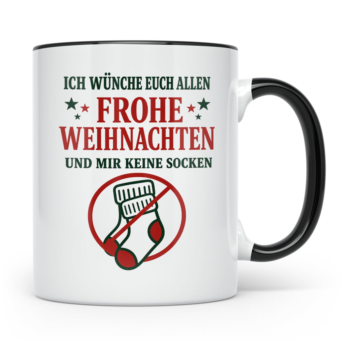 Lustige Tasse Weihnachten 'Keine Socken' Spruch Witzige Büro – Schwarz [farbe:schwarz]