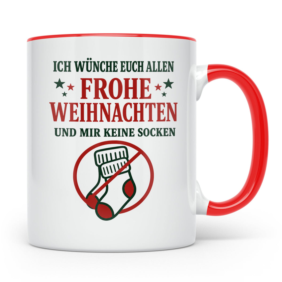Lustige Tasse Weihnachten 'Keine Socken' Spruch Witzige Büro – Rot [farbe:rot]