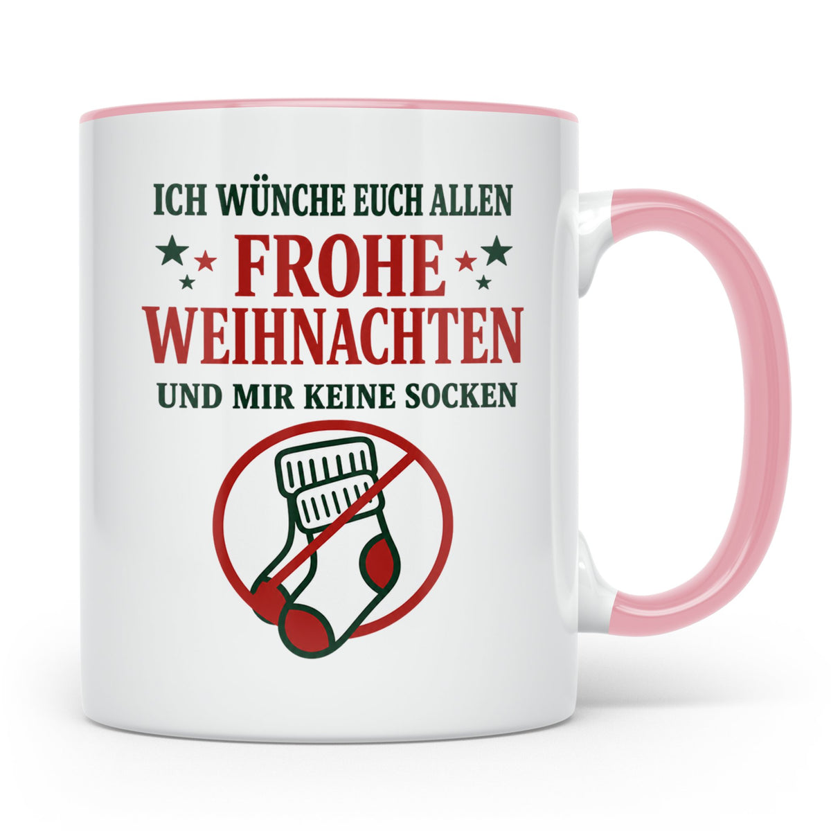 Lustige Tasse Weihnachten 'Keine Socken' Spruch Witzige Büro – Rosa [farbe:rosa]