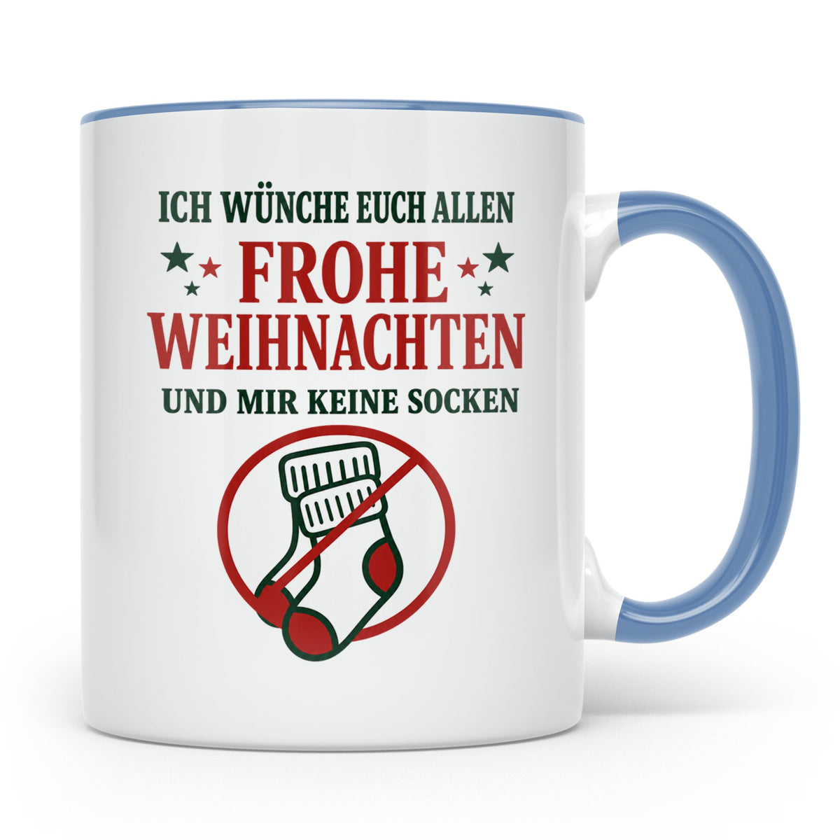 Lustige Tasse Weihnachten 'Keine Socken' Spruch Witzige Büro – Blau [farbe:blau]