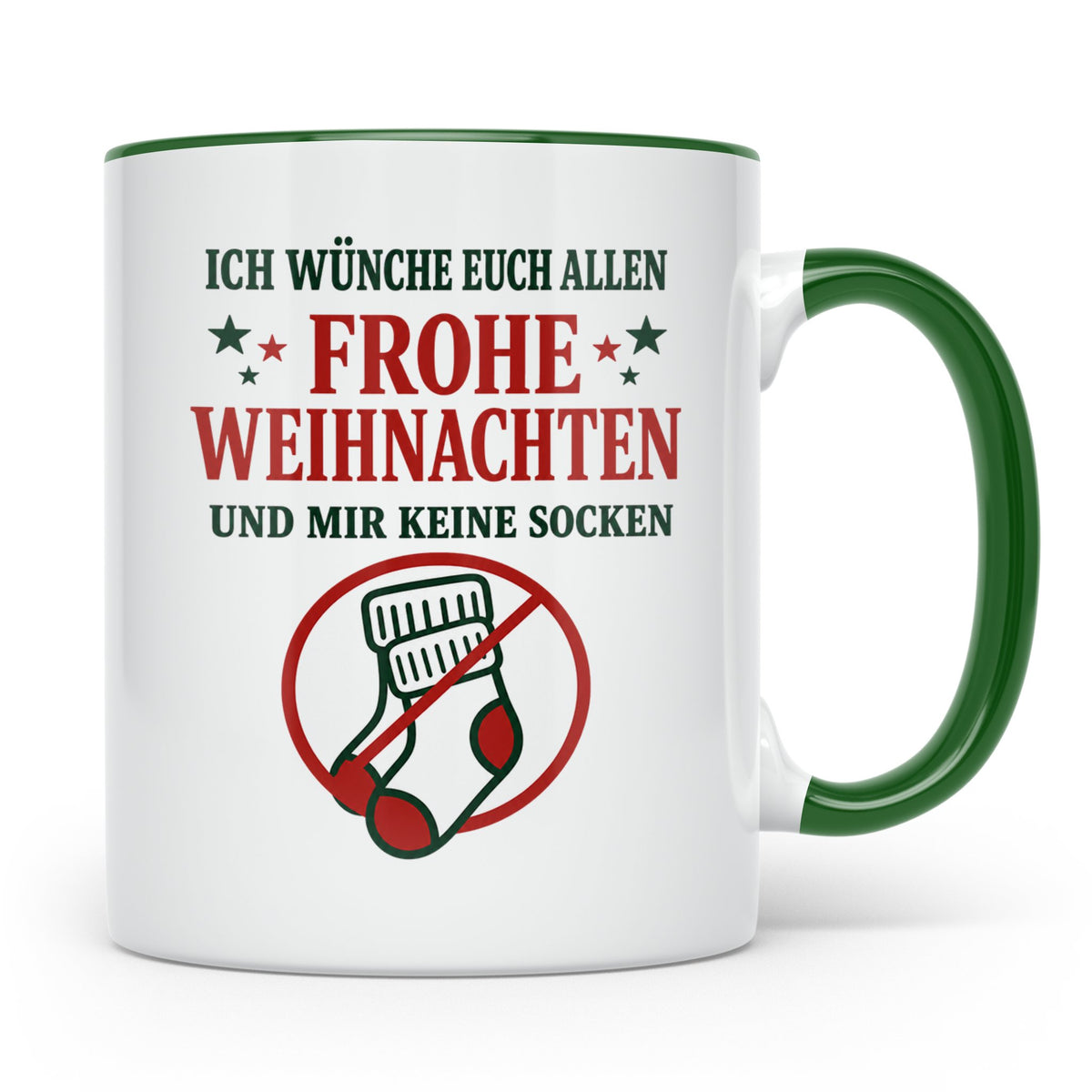 Lustige Tasse Weihnachten 'Keine Socken' Spruch Witzige Büro – Grün [farbe:grün]