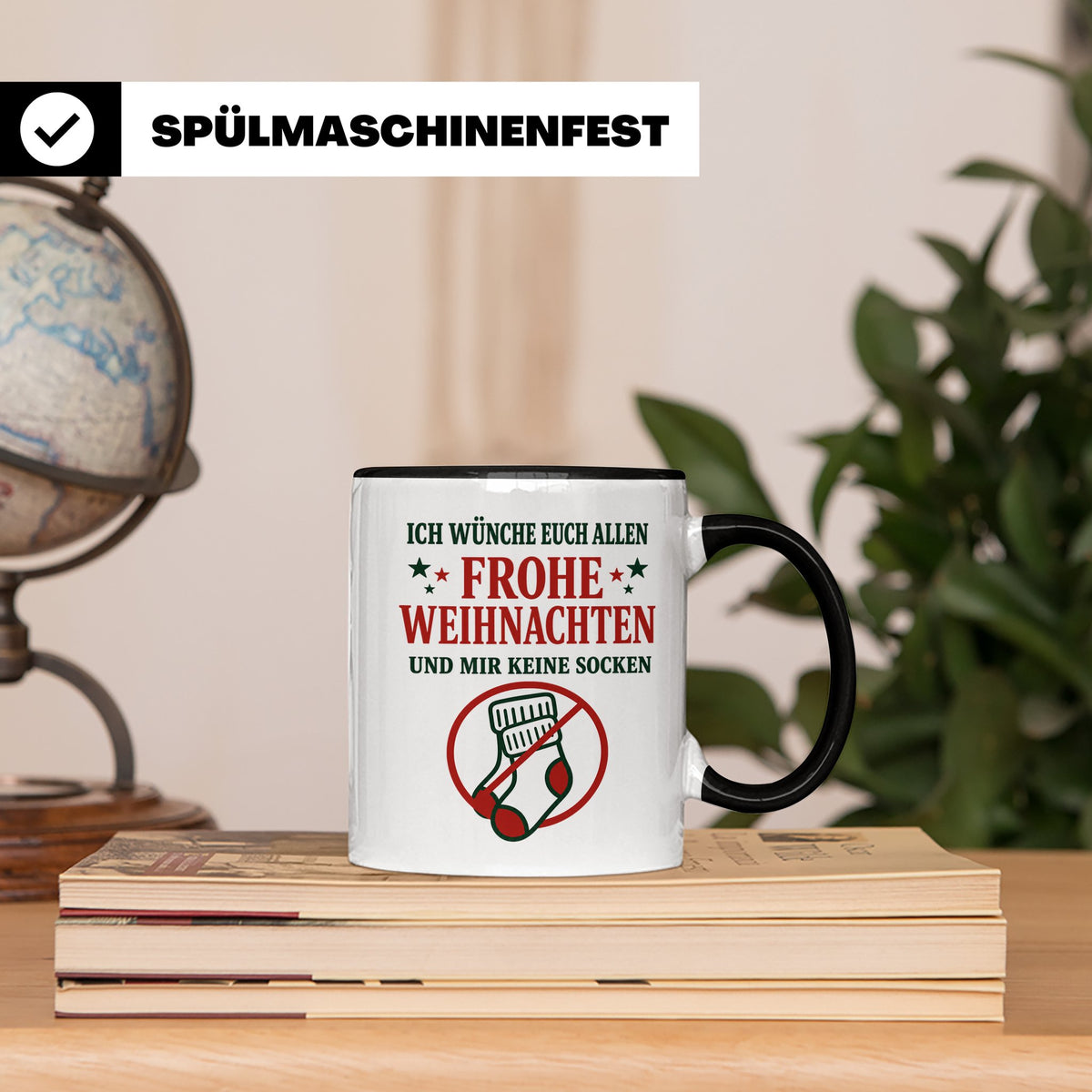 Lustige Tasse Weihnachten 'Keine Socken' Spruch Witzige Büro – Schwarz [farbe:schwarz]