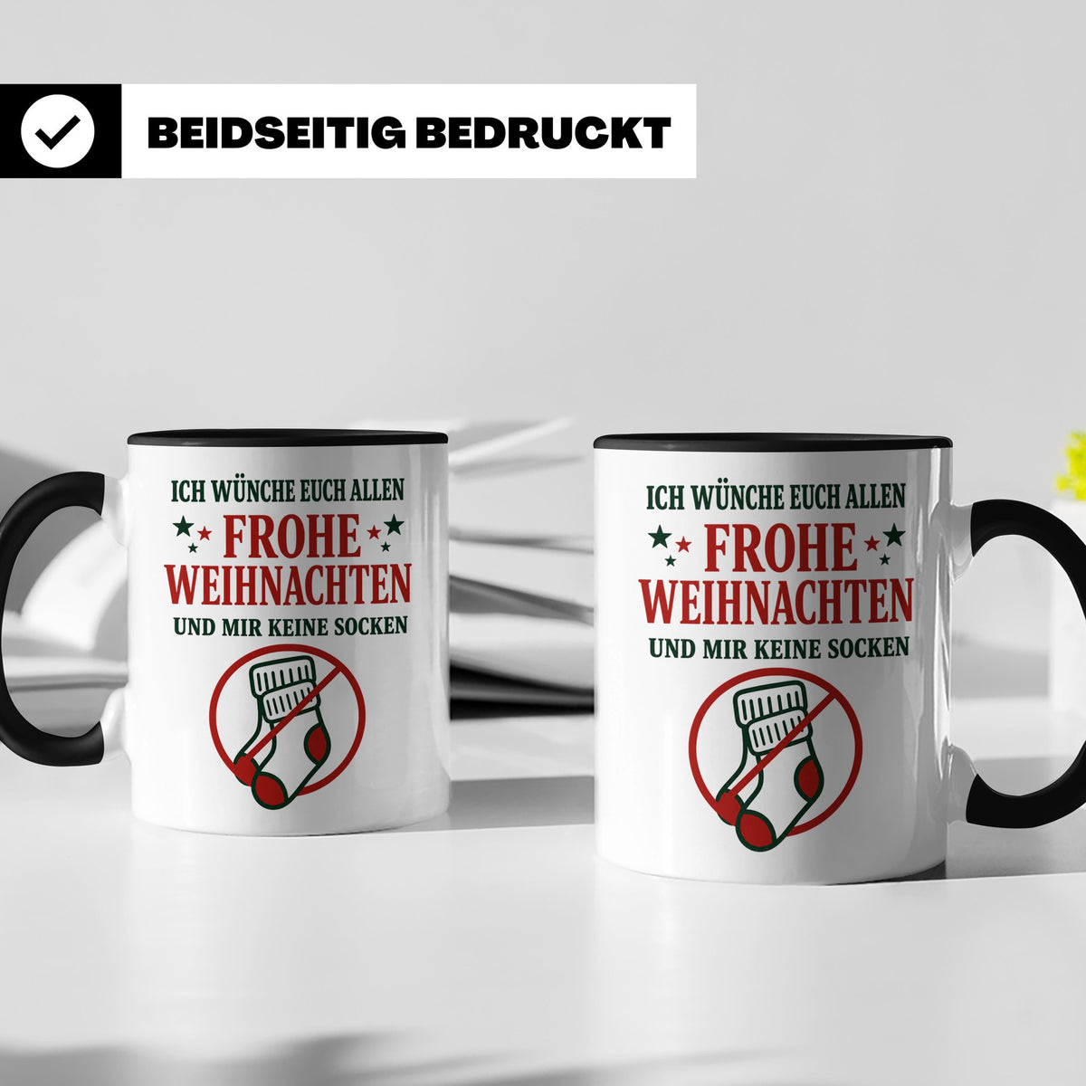 Lustige Tasse Weihnachten 'Keine Socken' Spruch Witzige Büro – Schwarz [farbe:schwarz]