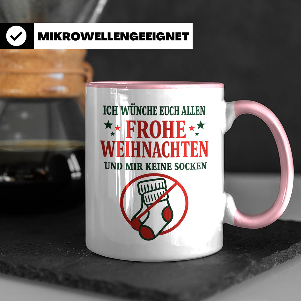Lustige Tasse Weihnachten 'Keine Socken' Spruch Witzige Büro – Rosa [farbe:rosa]