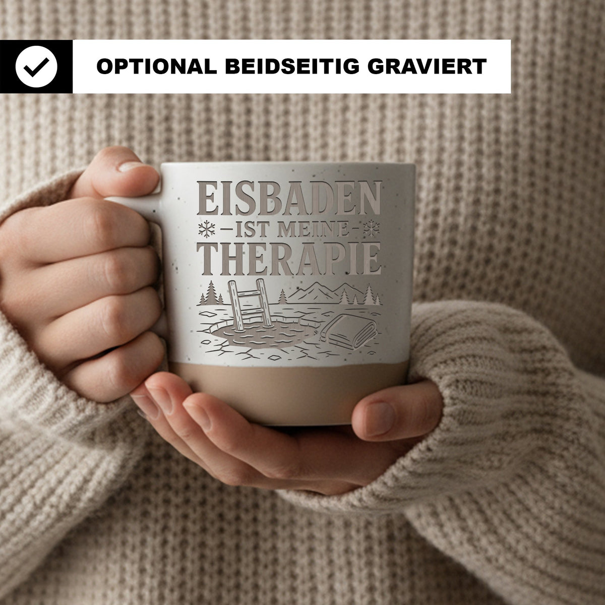 Eisbaden ist meine Therapie Tasse - Geschenk für Eisbader, Winterschwi – Bild 2