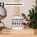 Gebärdensprache Tasse mit Spruch Ich spreche die schönste Sp – Rot [farbe:rot]