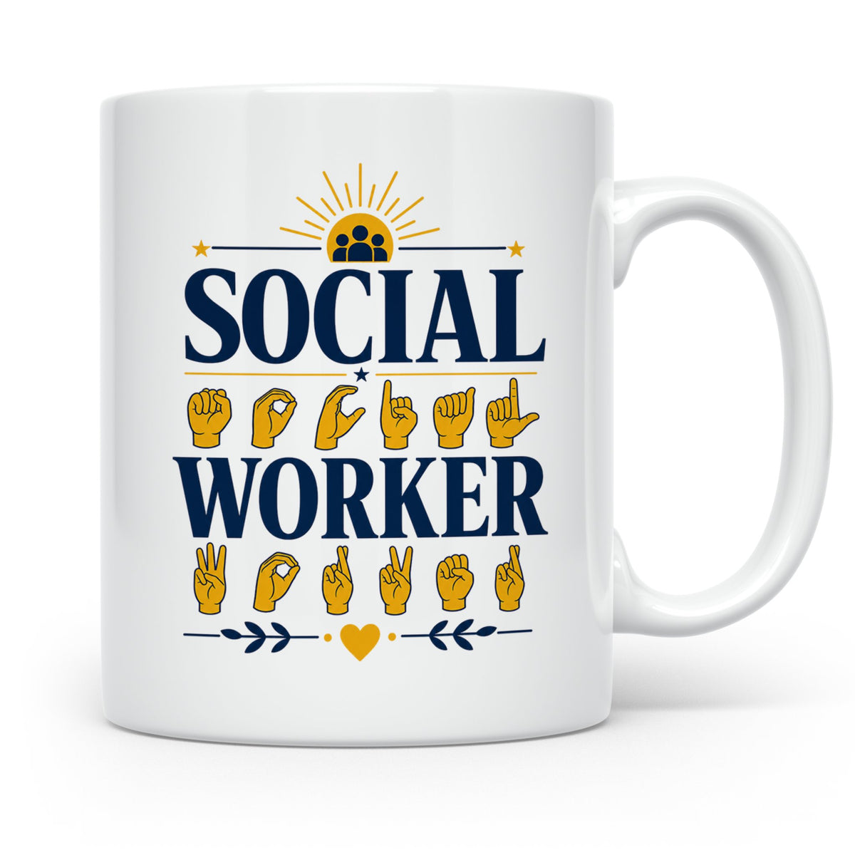 Sozialarbeiter Tasse mit Gebärdensprache Design | Geschenkid – Weiß [farbe:weiß]