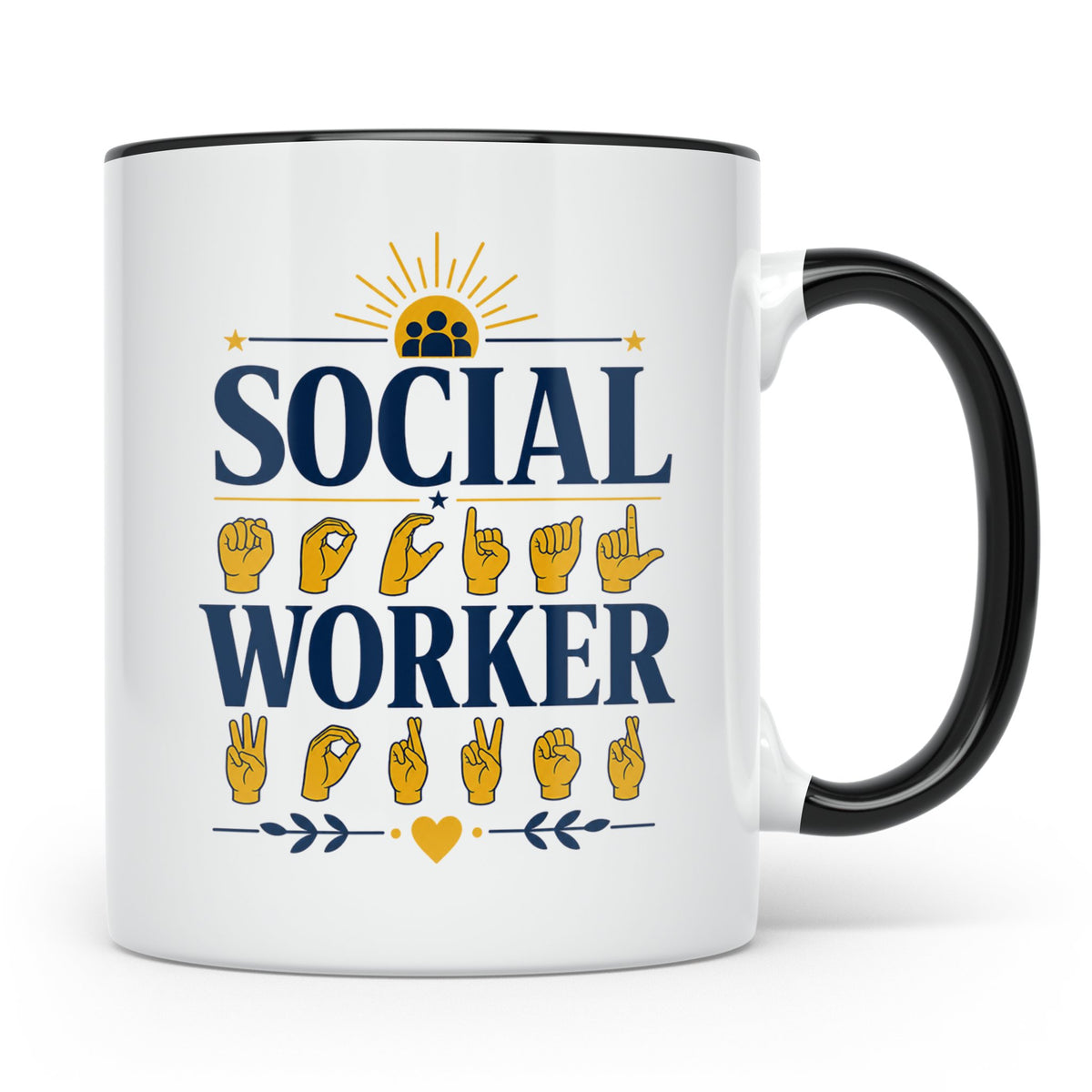 Sozialarbeiter Tasse mit Gebärdensprache Design | Geschenkid – Schwarz [farbe:schwarz]