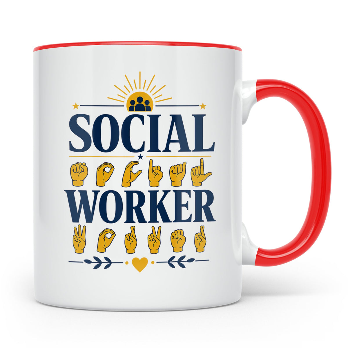 Sozialarbeiter Tasse mit Gebärdensprache Design | Geschenkid – Rot [farbe:rot]