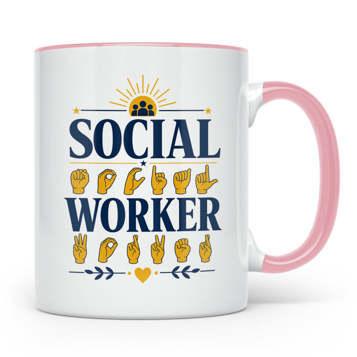 Sozialarbeiter Tasse mit Gebärdensprache Design | Geschenkid – Rosa [farbe:rosa]