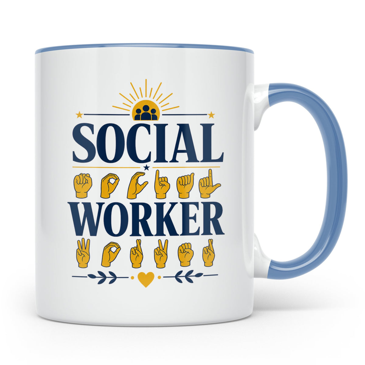 Sozialarbeiter Tasse mit Gebärdensprache Design | Geschenkid – Blau [farbe:blau]
