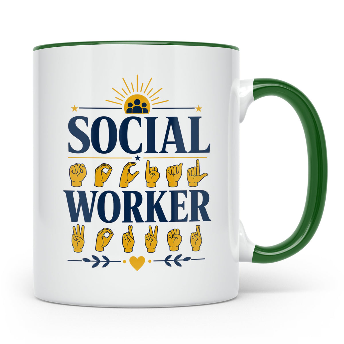 Sozialarbeiter Tasse mit Gebärdensprache Design | Geschenkid – Grün [farbe:grün]