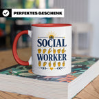 Sozialarbeiter Tasse mit Gebärdensprache Design | Geschenkid – Rot [farbe:rot]