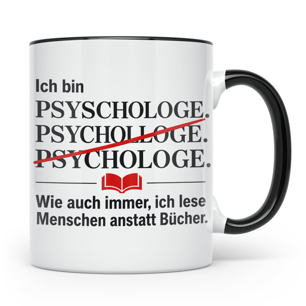 Psychologe Tasse mit Spruch Ich lese Menschen Geschenk für P – Schwarz [farbe:schwarz]