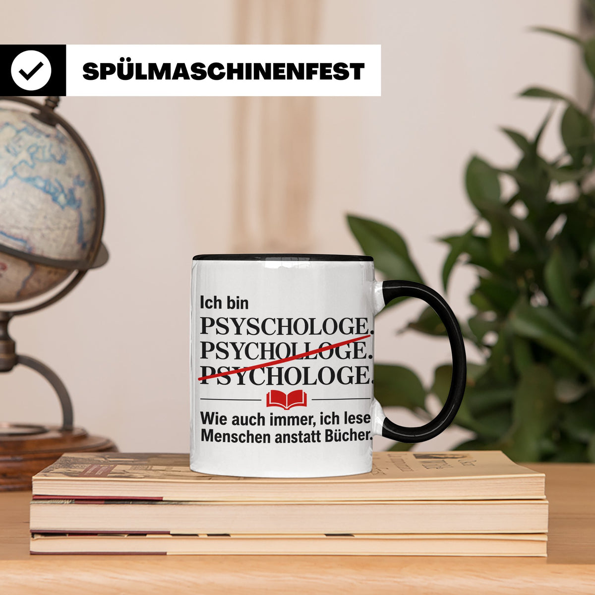 Psychologe Tasse mit Spruch Ich lese Menschen Geschenk für P – Schwarz [farbe:schwarz]