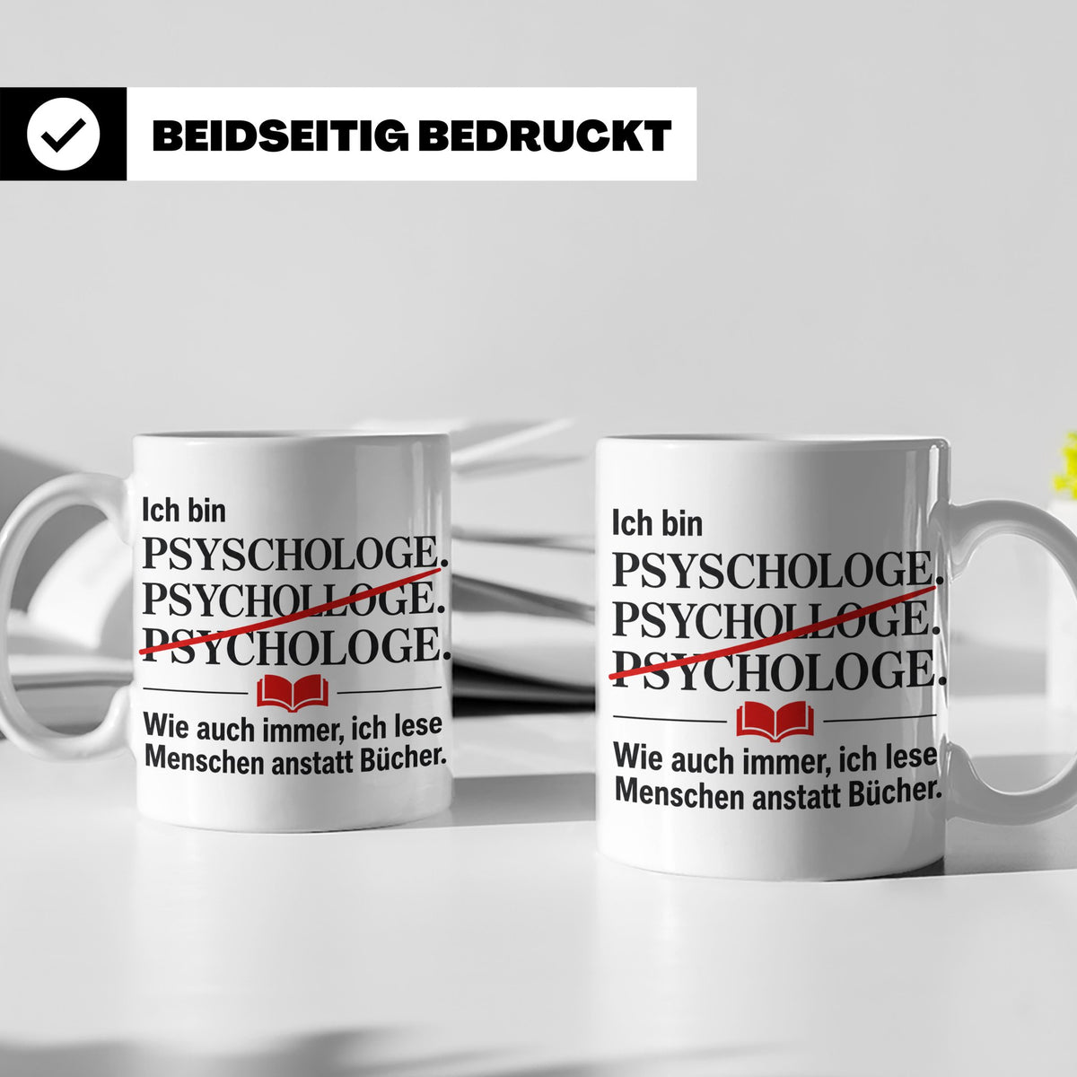 Psychologe Tasse mit Spruch Ich lese Menschen Geschenk für P – Weiß [farbe:weiß]