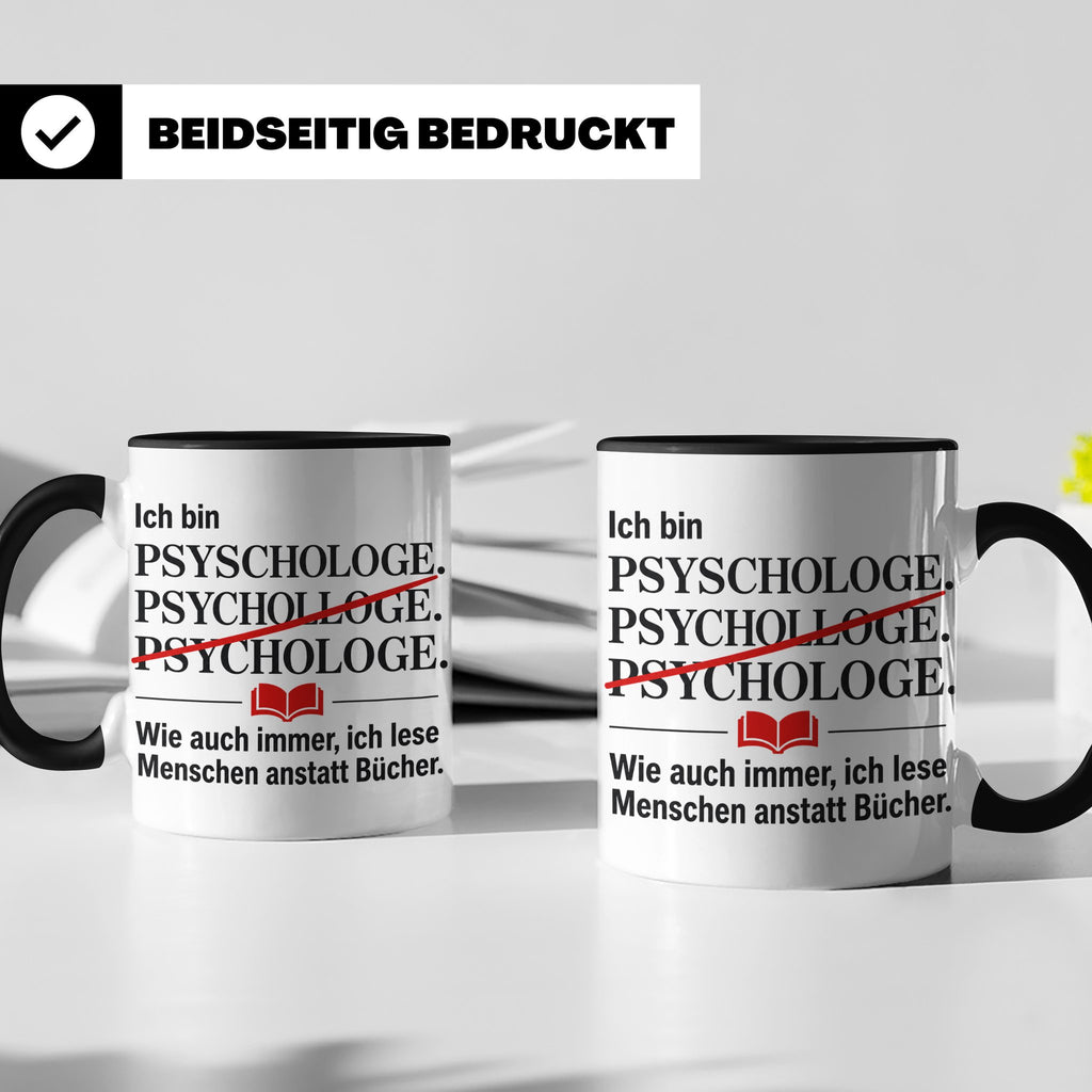 Psychologe Tasse mit Spruch Ich lese Menschen Geschenk für P – Schwarz [farbe:schwarz]