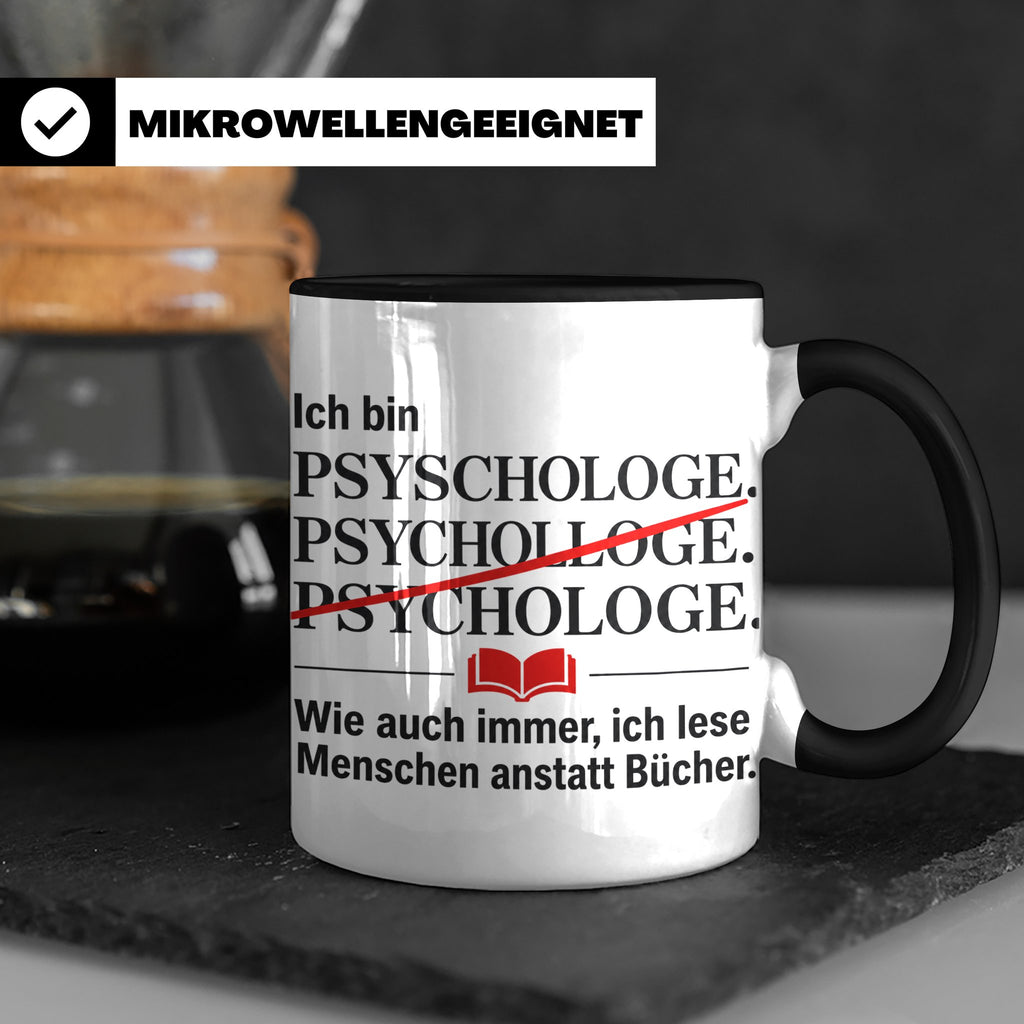 Psychologe Tasse mit Spruch Ich lese Menschen Geschenk für P – Schwarz [farbe:schwarz]