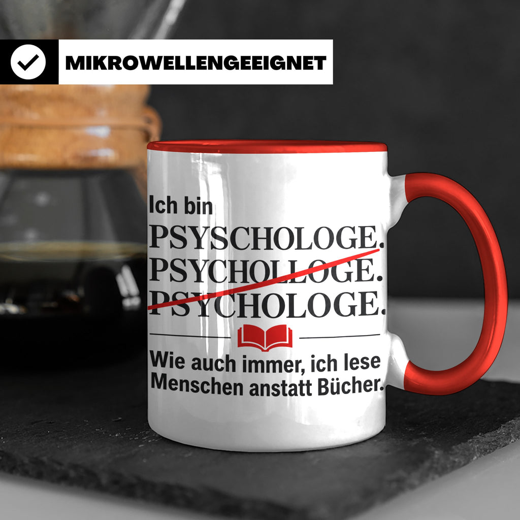 Psychologe Tasse mit Spruch Ich lese Menschen Geschenk für P – Rot [farbe:rot]