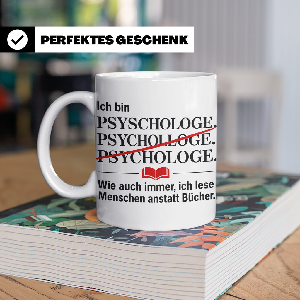 Psychologe Tasse mit Spruch Ich lese Menschen Geschenk für P – Weiß [farbe:weiß]