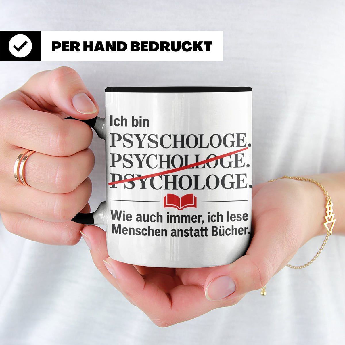 Psychologe Tasse mit Spruch Ich lese Menschen Geschenk für P – Schwarz [farbe:schwarz]