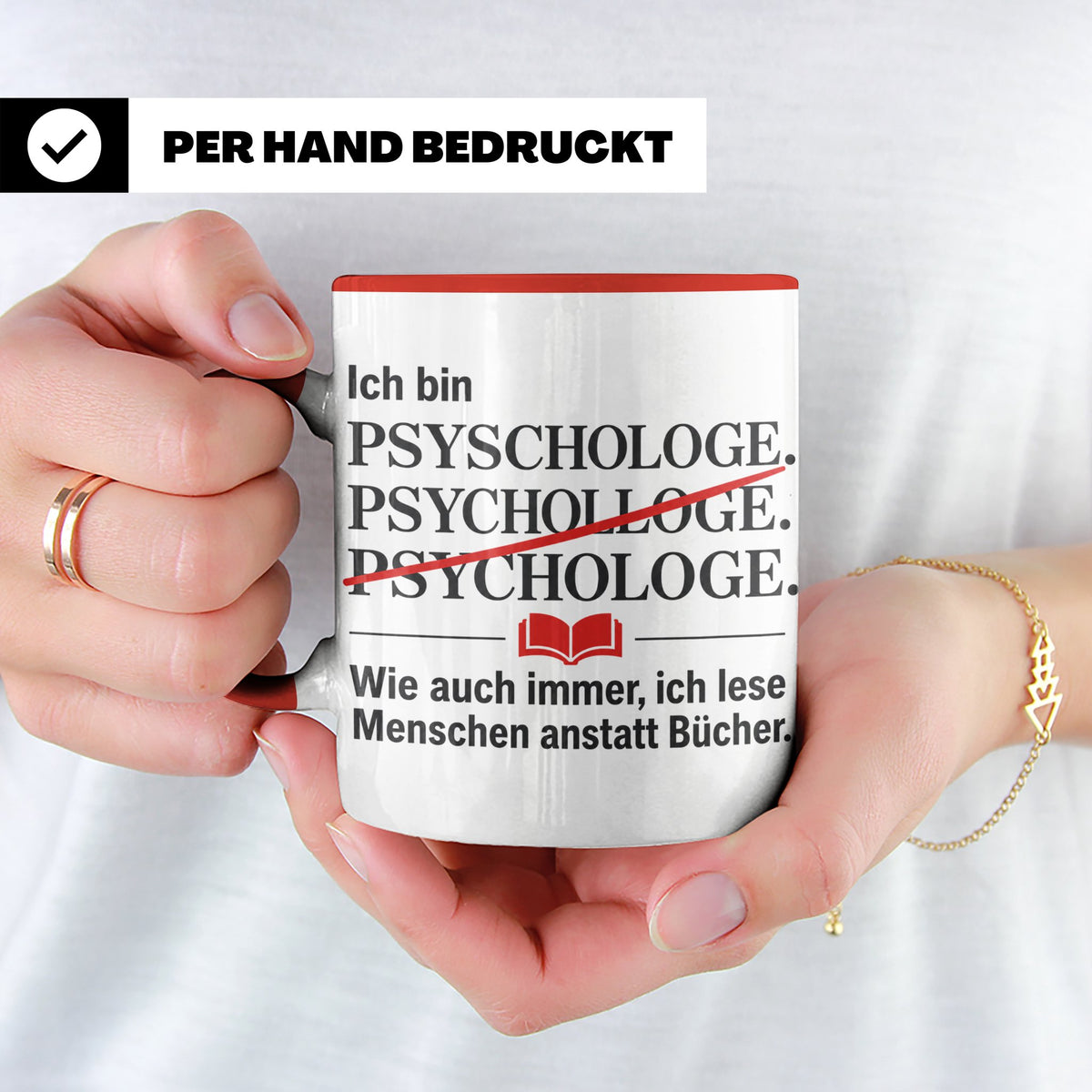 Psychologe Tasse mit Spruch Ich lese Menschen Geschenk für P – Rot [farbe:rot]