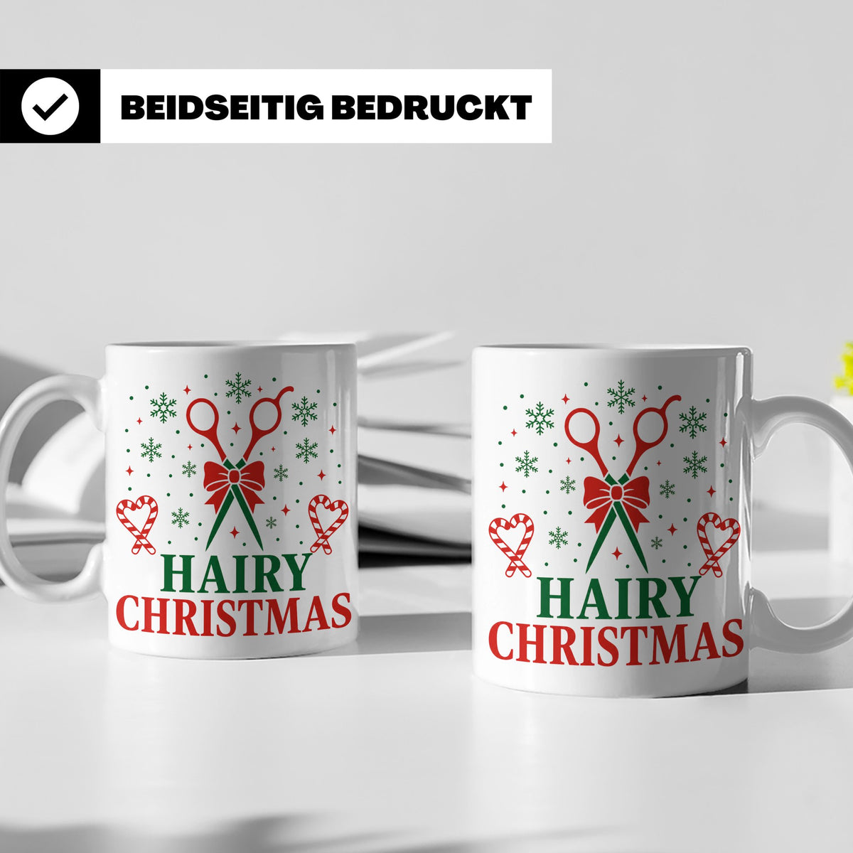 Friseur Tasse Hairy Christmas Lustiger Spruch für Friseurin  – Weiß [farbe:weiß]