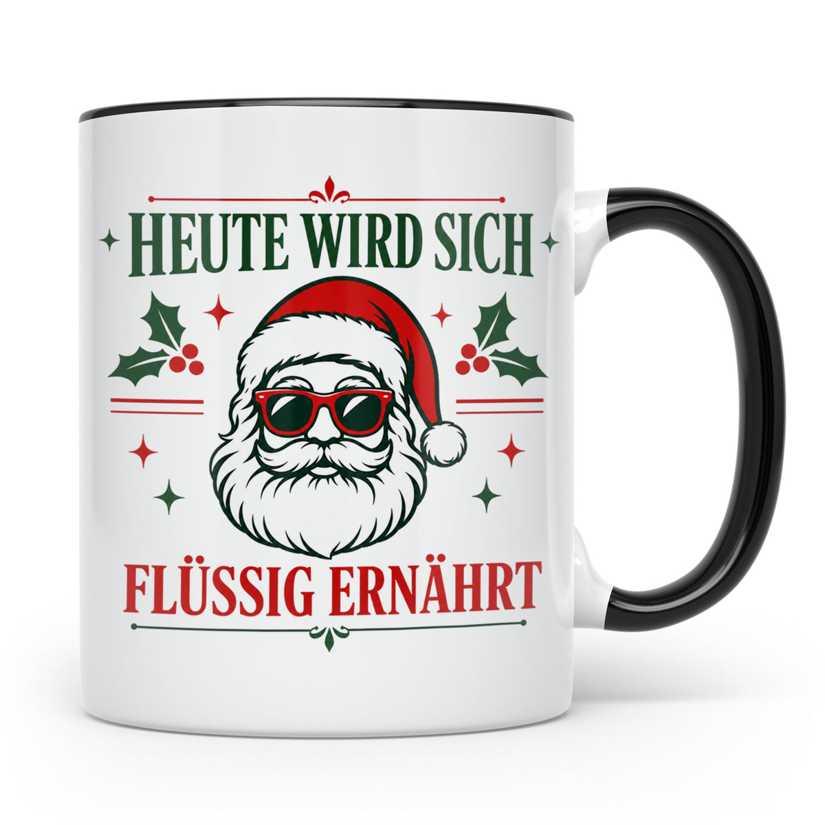 Lustige Weihnachtstasse Heute wird sich flüssig ernährt, coo – Schwarz [farbe:schwarz]
