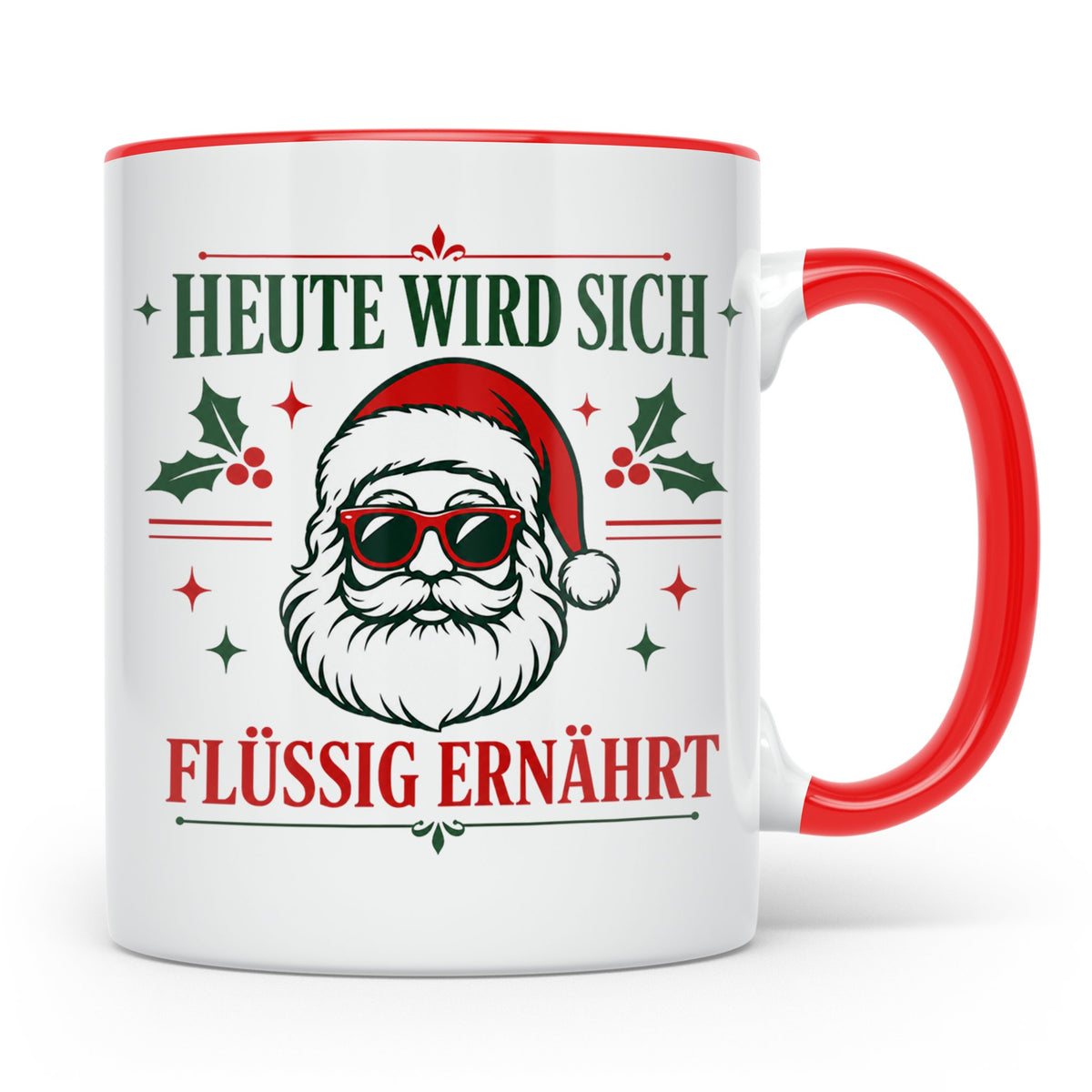 Lustige Weihnachtstasse Heute wird sich flüssig ernährt, coo – Rot [farbe:rot]