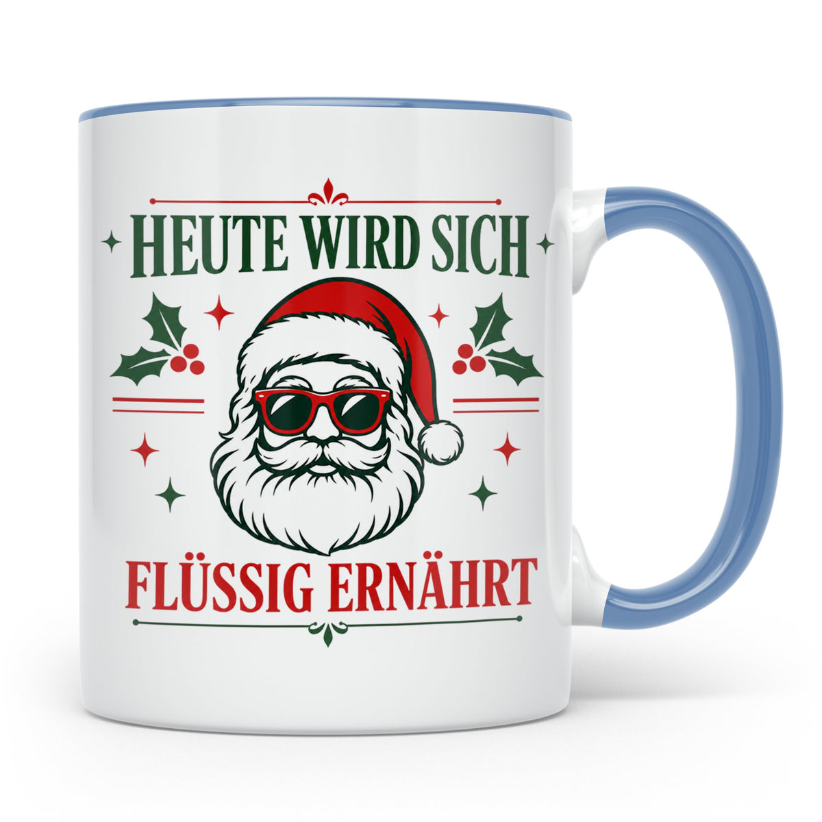 Lustige Weihnachtstasse Heute wird sich flüssig ernährt, coo – Blau [farbe:blau]