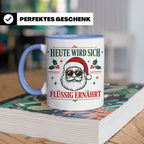 Lustige Weihnachtstasse Heute wird sich flüssig ernährt, coo – Blau [farbe:blau]