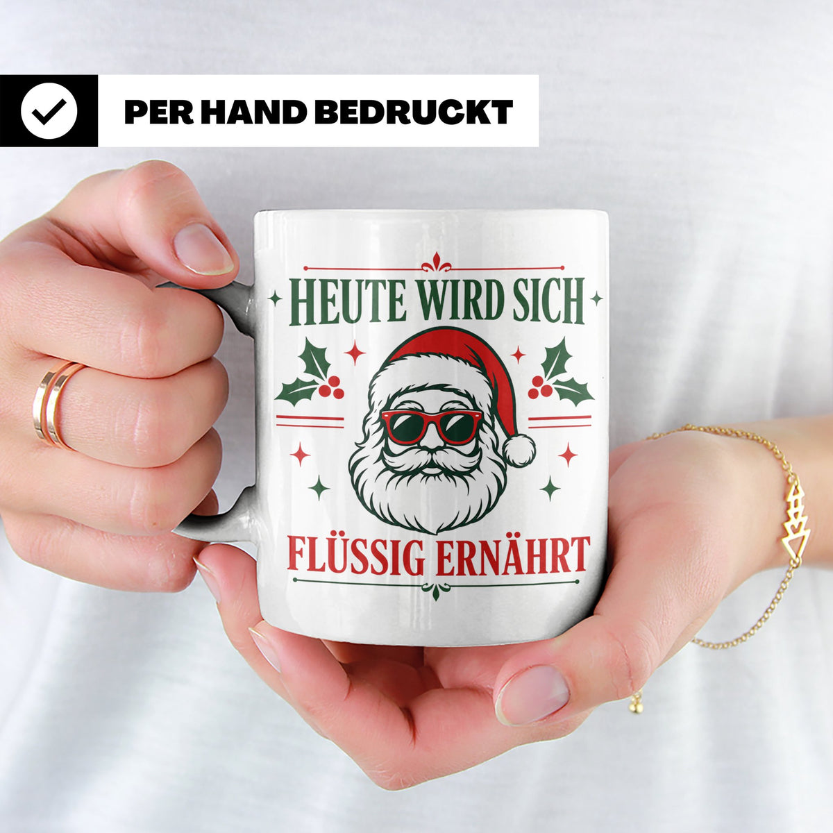 Lustige Weihnachtstasse Heute wird sich flüssig ernährt, coo – Weiß [farbe:weiß]