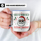 Lustige Weihnachtstasse Heute wird sich flüssig ernährt, coo – Blau [farbe:blau]