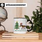 Weihnachtsfärt Tasse lustig Pferd mit Weihnachtsmütze Kaffee – Schwarz [farbe:schwarz]