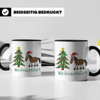 Weihnachtsfärt Tasse lustig Pferd mit Weihnachtsmütze Kaffee – Schwarz [farbe:schwarz]