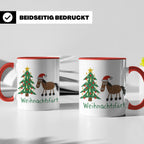 Weihnachtsfärt Tasse lustig Pferd mit Weihnachtsmütze Kaffee – Rot [farbe:rot]