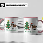 Weihnachtsfärt Tasse lustig Pferd mit Weihnachtsmütze Kaffee – Rosa [farbe:rosa]