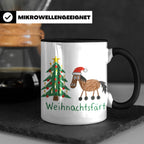 Weihnachtsfärt Tasse lustig Pferd mit Weihnachtsmütze Kaffee – Schwarz [farbe:schwarz]
