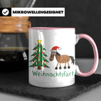 Weihnachtsfärt Tasse lustig Pferd mit Weihnachtsmütze Kaffee – Rosa [farbe:rosa]