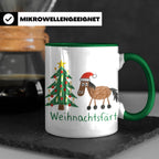 Weihnachtsfärt Tasse lustig Pferd mit Weihnachtsmütze Kaffee – Grün [farbe:grün]