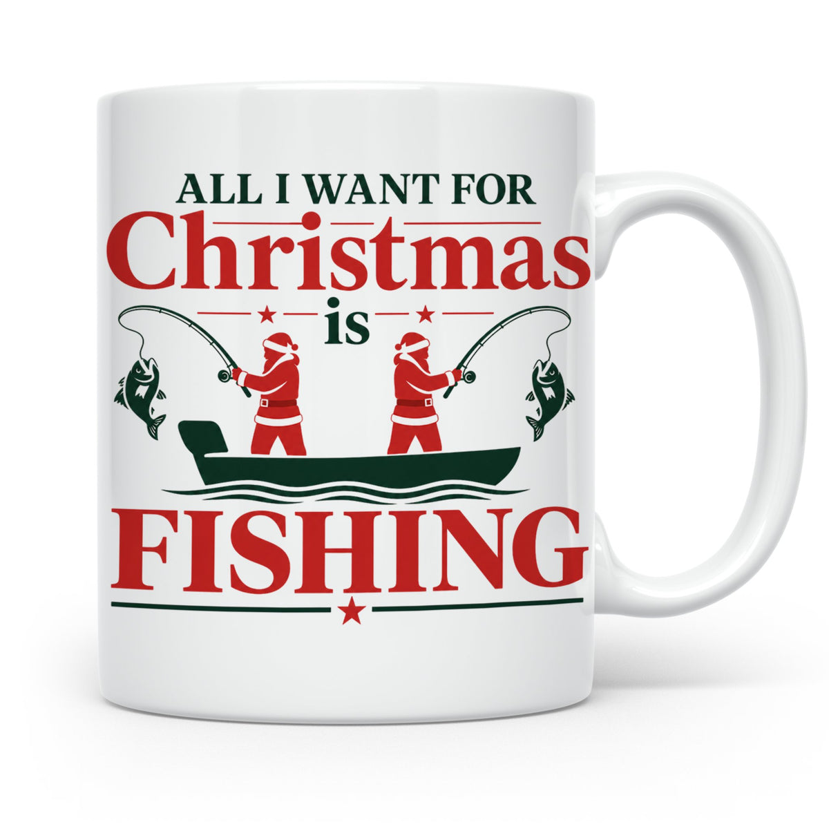 Angler Tasse mit Spruch All I Want for Christmas is Fishing, – Weiß [farbe:weiß]