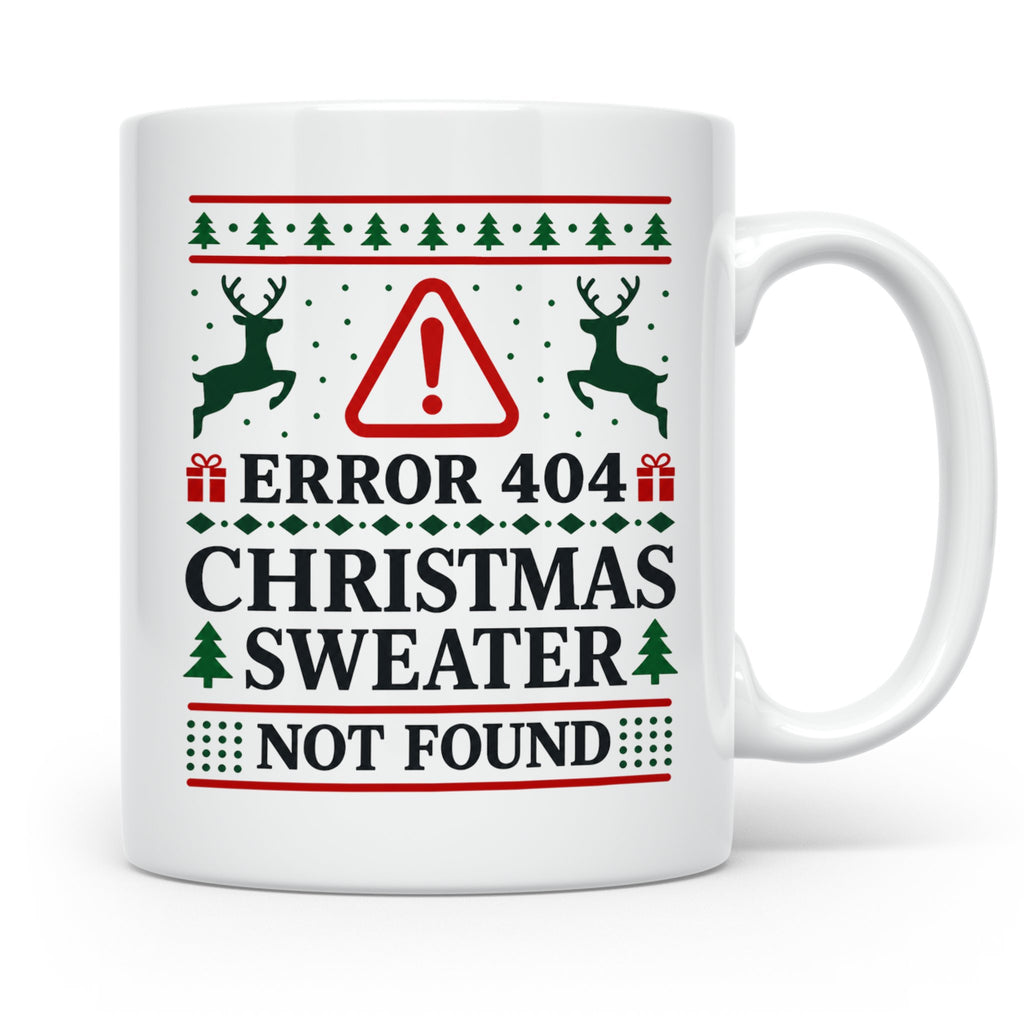 Error 404 Tasse Ugly Christmas Sweater Design für Programmie – Weiß [farbe:weiß]